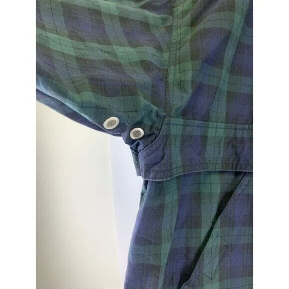 Chaps Ralph Lauren  Plaid Pullover Jacket Hood Green Quarter Zip Pocket Men's M - Picture 5 of 13
